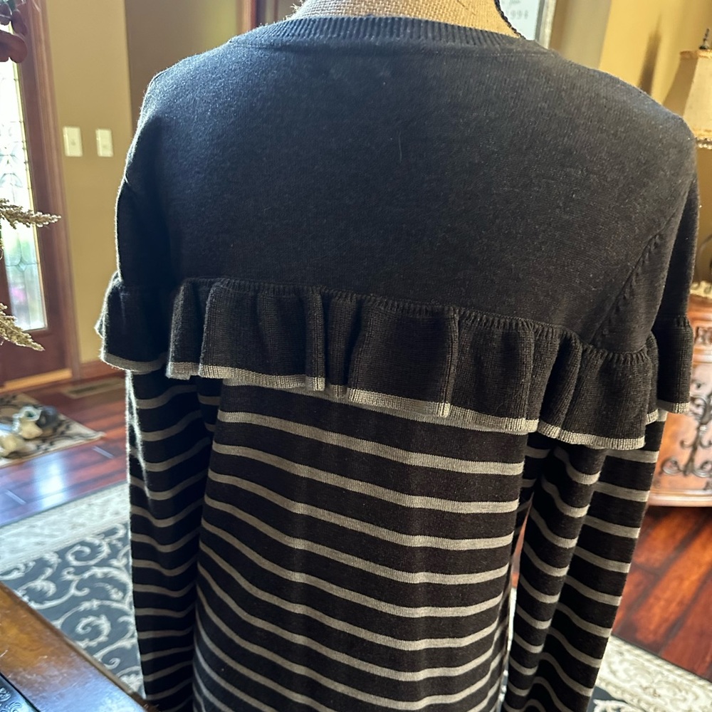 Gray sweater dress with ruffles. Never worn